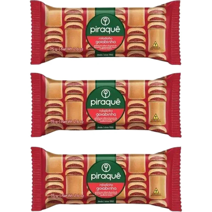Piraquê Biscoito Roladinho de Goiabinha (3x75g)